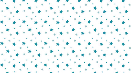 Seamless teal and blue star pattern on white background. Perfect for kids room decor, baby shower designs, nursery prints, scrapbooking, fabric, wrapping paper, and celestial-themed projects.