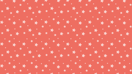 Seamless pink star pattern on coral red background. Cute and playful vector for nursery design, kids' products, baby shower decor, wrapping paper, scrapbooking, and whimsical celestial themes.