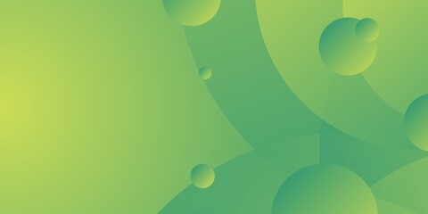 A vibrant green gradient abstract background with dynamic, semi-transparent circular shapes and bubbles, perfect for modern design.