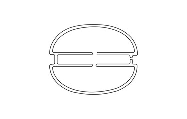 Continuous one line drawing of colorful French macaroons isolated on white background, cookie drawing by one continuous line,  confectionery concept. Vector illustration for restaurant menu.