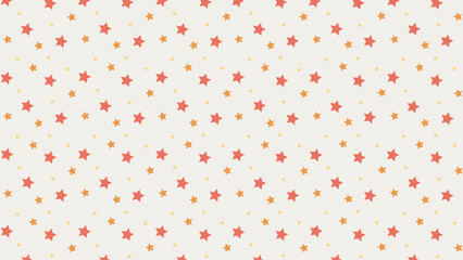 Seamless red and orange star pattern vector on cream background. Cute celestial design for kids, nursery, wrapping paper, fabric, scrapbook, party decor, and baby-themed digital or print projects.