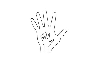 Obraz premium Volunteer day single line animated illustration with rised up hands and hearts, Hands up with different skin color, volunteers needed, togetherness, charity