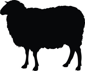 Sheep silhouette vector, farm animal icon, black and white livestock illustration, wool animal outline, minimal sheep drawing