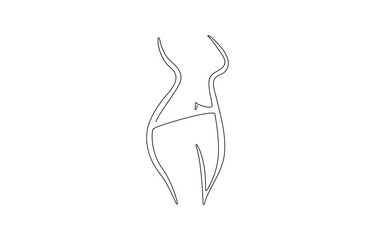 Woman body one single continuous line silhouette, Vector stock illustration isolated on white background, Elegant art. For posters, tattoos, lingerie store logos. Hand drawn.