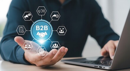 Business to business concept with handshake and icons image