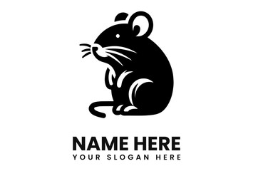 A stylized black silhouette of a mouse, sitting upright,  perfect for a logo or brand.
