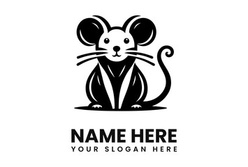 A stylized black and white mouse logo with prominent features, ready for branding.