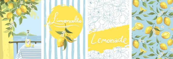 Summer trip to Italy. Lemonade and limoncello. Summer and Mediterranean themed design set. Hand drawn vector illustration in watercolor style. © imagination13