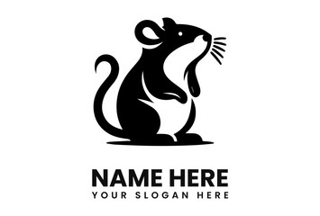 Black and white logo of a stylized rat standing upright.