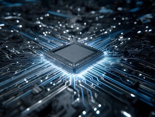 close up of computer circuit board