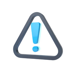 Attention sign triangle icon blue exclamation point warning symbol alert notification danger hazard caution 3d