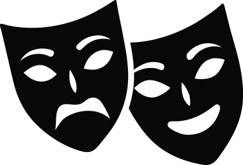 theater masks silhouette vector icon