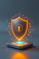 iot device with security shield icon, smart device cybersecurity, clean product render — secure iot integration
