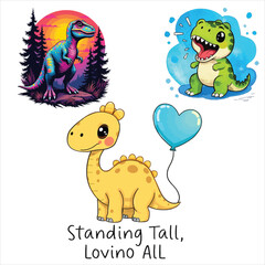 Fototapeta premium Set of 3 dinosaur illustrations vector