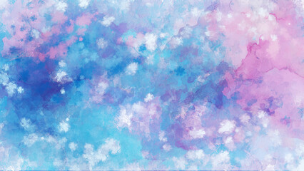 水彩風のブルーとピンクの背景デザイン｜抽象

