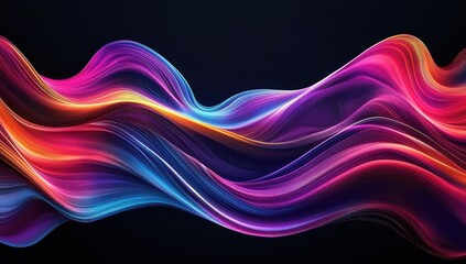 Naklejka premium Abstract vibrant flowing ribbons in vibrant colors on a dark background