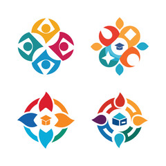 Flat Learning Management System Abstract Logo Pack &ndash; Minimalist Vector Style White Back