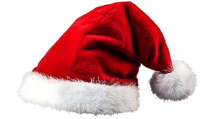 Red Santa Claus Hat Isolated on White Background for Christmas Celebration
