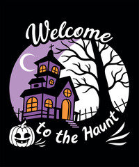 Vintage black vector illustration of skulls and floral elements in grunge Halloween style t-shirt 