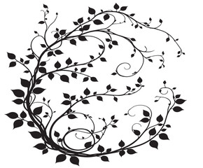 ivy vine silhouette, elegant decorative border and corner design element of leaves vector