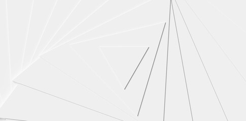 Modern minimal white stacked rotating triangle geometrical pattern background close up with copy space