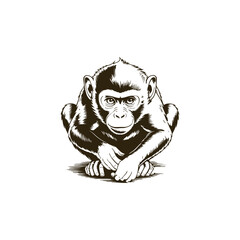 Vintage engraving woodcut monkey vector illustration art design