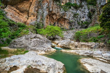 Emerald limestone pool in Saint Luke Gorge