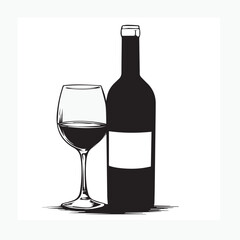 wine bottle and glass