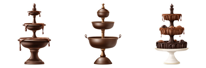 Chocolate fountain with flowing chocolate and chocolate dessert stand, rich and indulgent treat