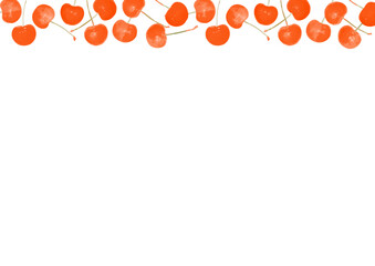 さくらんぼフレーム_Very cute cherry line_wide_01_coral