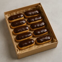 Chocolate &Eacute;clairs in Kraft Paper Box