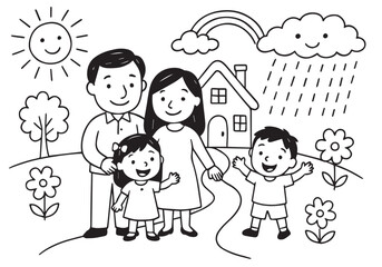 The drawing character of family. The appearance and lifestyle. Collection of hand drawn. 