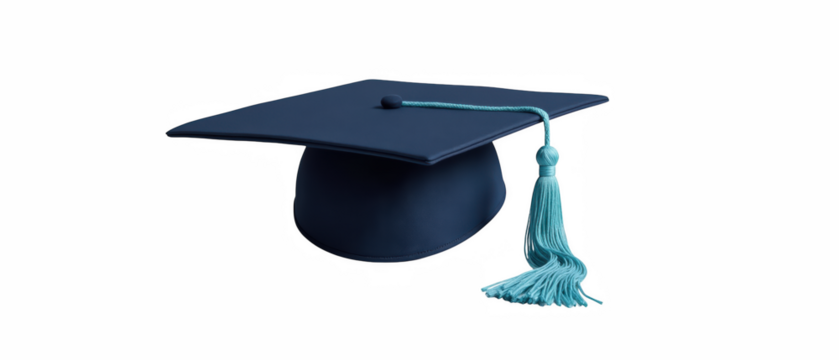 Graduation cap blue color academic achievement education symbol tassel mortarboard celebration student success university diploma