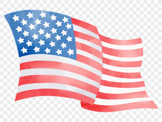 Watercolor waving USA flag vector for Independence Day, patriotic events, and 4th of July designs