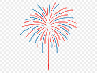 Red white blue watercolor firework vector perfect for 4th of July and Independence Day celebrations