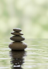 Obraz premium Serene Stacked Stones in Tranquil Water A Symbol of Balance and Peace