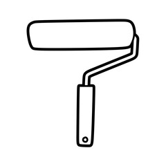 black and white paint roller vector line art