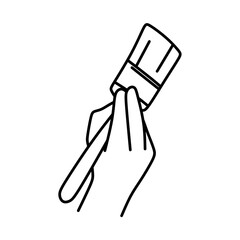 hand holding brush showing two fingers
