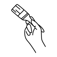 hand holding brush line art vector image