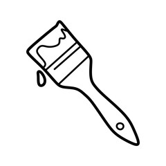 vector paint brush left over paint at the tip black and white line art