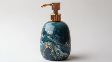 Obraz premium Lathery liquid soap dispenser on white background 