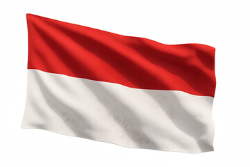 Republic of Indonesia flag object illustration. Indonesian bicolor flag on flagpole waving in wind