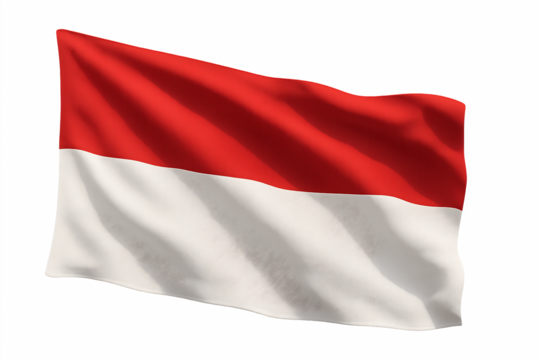 Republic of Indonesia flag object illustration. Indonesian bicolor flag on flagpole waving in wind