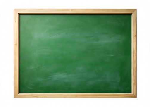 Green school chalkboard with wooden frame and colorful digital glitch border isolated on a transparent background - Powered by Adobe