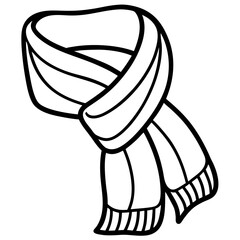 Cozy Scarf Minimalist Line Art Vector