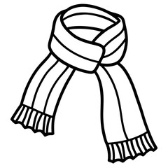 Cozy Scarf Minimalist Line Art Vector