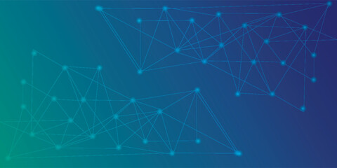 Abstract Digital Network Background with Gradient Blue and Connected Points