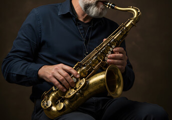 Man playing saxophone portrait