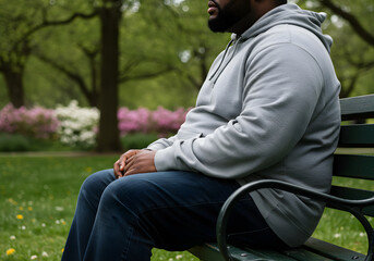 Fototapeta premium Man sitting on park bench
