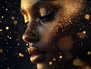 sparkling gold dust on a black background 